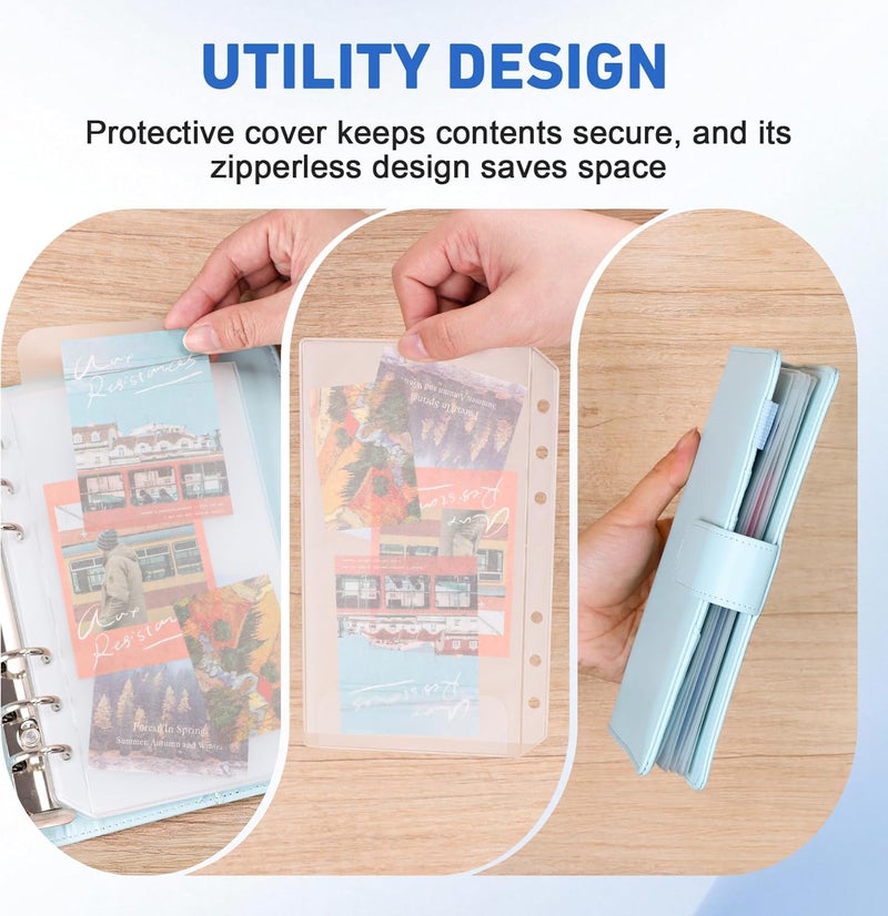 Antner 12PCS A6 Binder Pockets 6-Hole No Zipper Budget Cash Envelopes for Money Organizer, Zipless A6 Planner Inserts Cash Stuffing Envelopes Binder Pouches Folders Loose Leaf Filling Document Bags - Image 3